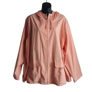 J.G. Hook Jacket Women's Pink White Plaid Hooded Zip Up Jacket Size 24W